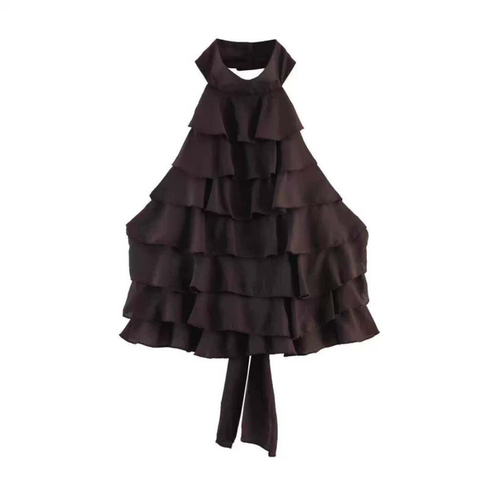 ZARA Versatile Summer Fashion Backless Layered Halter Top